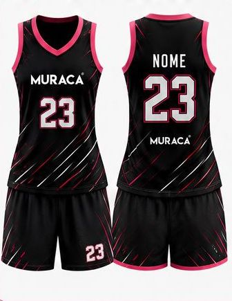 Uniforme de basquete feminino Muraca, frente e costas